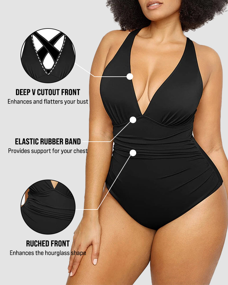 🔥Last Day Special Price £12.98!!💥-👙Smart Sculpt Plunge Swimsuit Flatter Your Figure