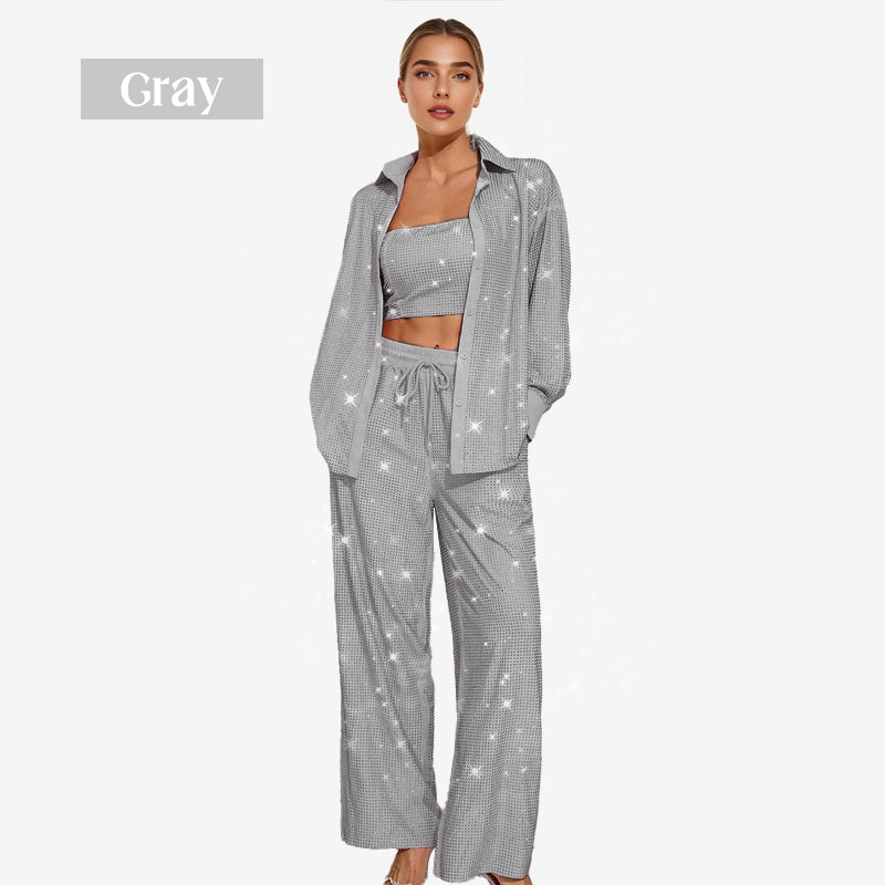 🌟👠Must-Have for Shiny Partiest✨ Dazzling Blazer & Wide-Leg Pants, Stylish and Grand, Perfect for Parties!(The more you buy, the higher the discount)