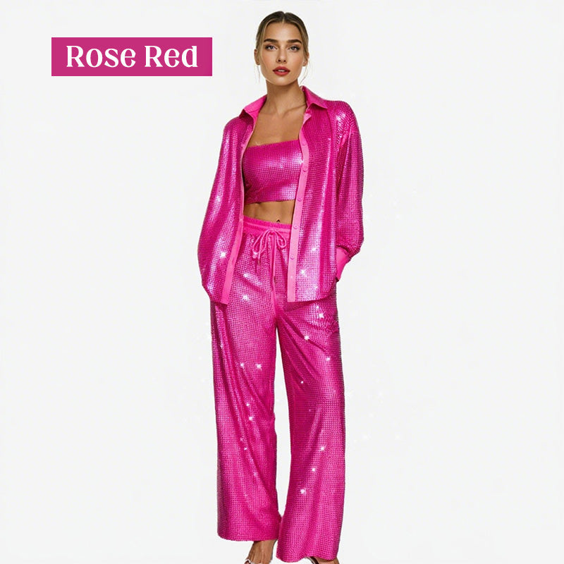 🌟👠Must-Have for Shiny Partiest✨ Dazzling Blazer & Wide-Leg Pants, Stylish and Grand, Perfect for Parties!(The more you buy, the higher the discount)