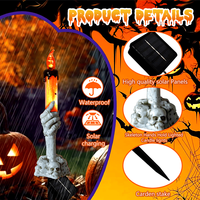 🔥BUY MORE SAVE MORE🥳Each Only £9.99!!!💀Solar Powered Skull Candle Light