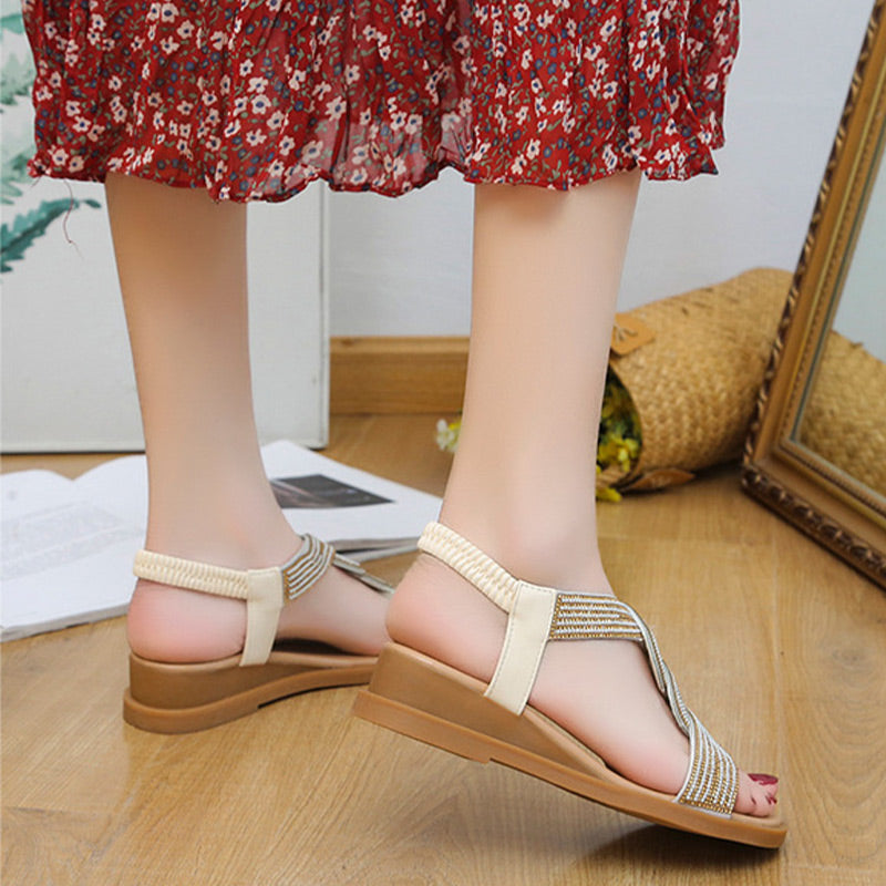 🎁Summer Sale 49% off⏳Anti-skid Soft Sole Rhinestone Wedge Heel Sandals