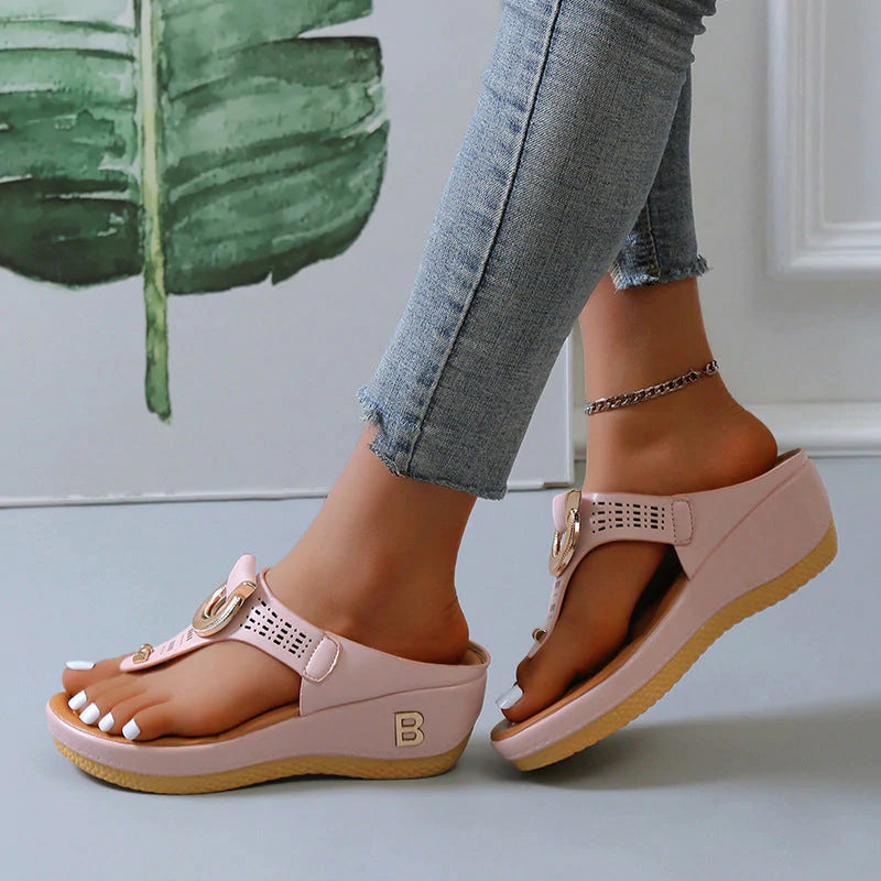 🎉Hot Sale 49% OFF🎉Women's Leather Wedge Slide Sandals(Buy Two Free Shipping)