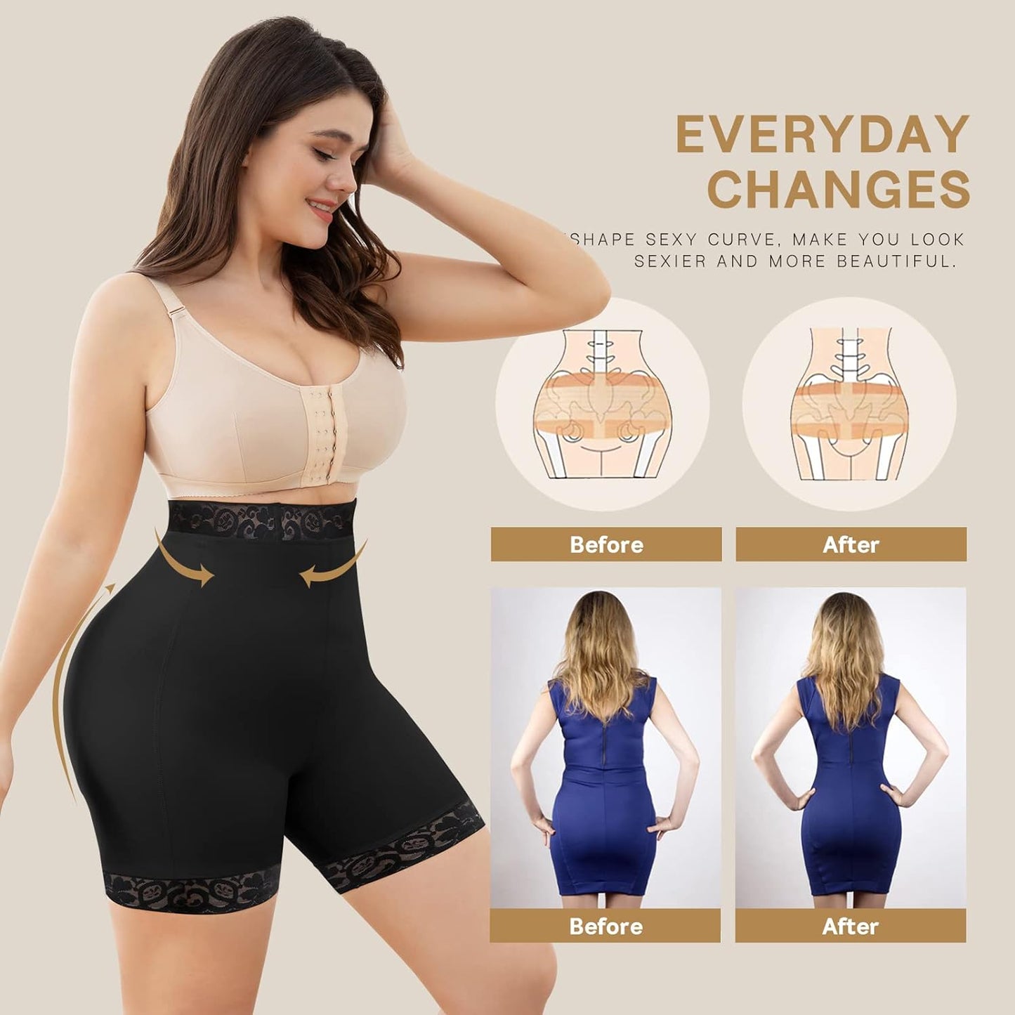 💗Summer Specials💗Lace Steel Boned Butt Enhancer Shorts Shapewear