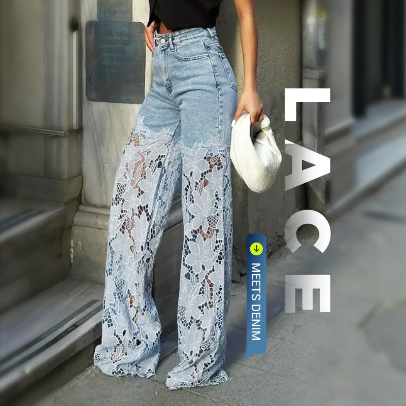 ⏳Time-limited Special⏰Fashion Lace Patchwork Denim Jeans