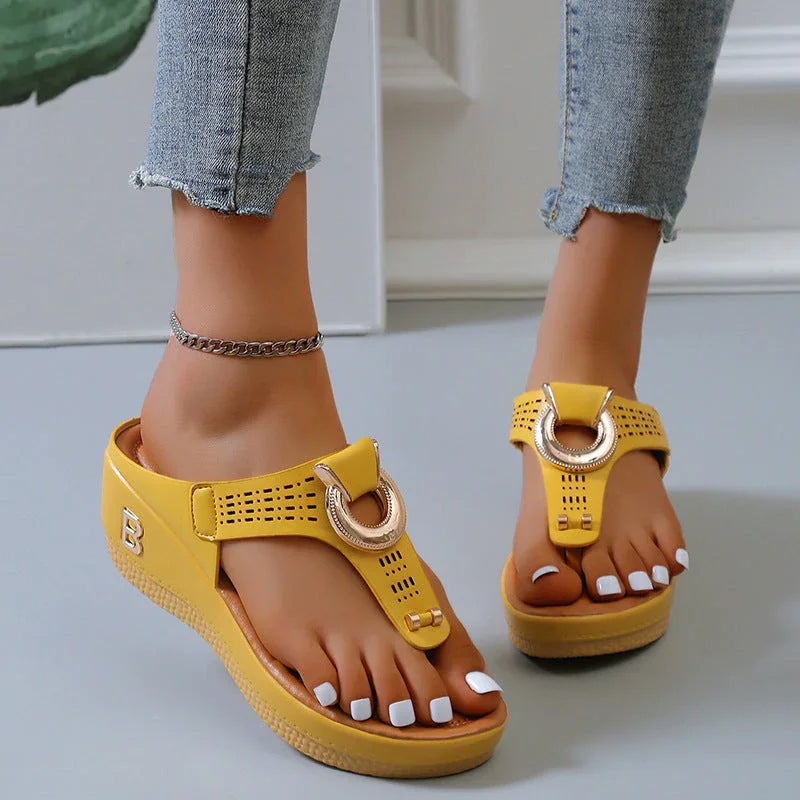 🎉Hot Sale 49% OFF🎉Women's Leather Wedge Slide Sandals(Buy Two Free Shipping)