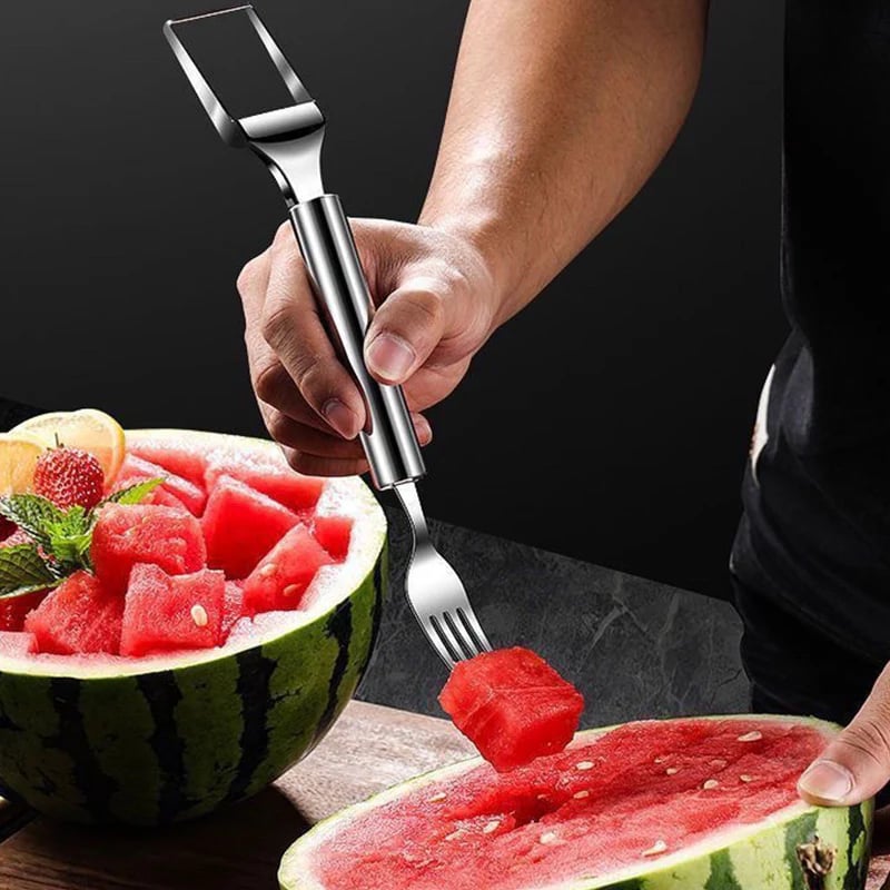 🍉 Buy 1 Get 3 Free -✨2-in-1 Fruit Cutter & Fork – For Quick and Easy Fruit Serving!🍓