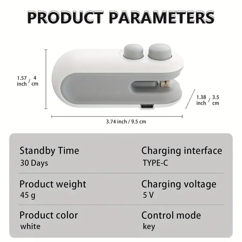 2-in-1 Rechargeable Magnetic Snack Sealer Household Mini Sealing Machine
