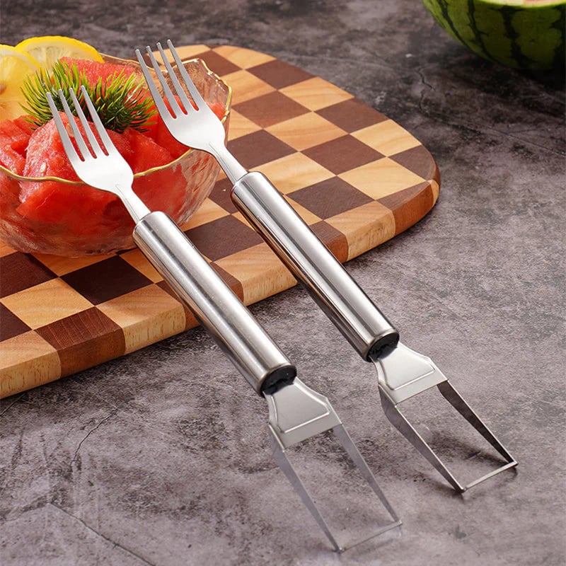 🍉 Buy 1 Get 3 Free -✨2-in-1 Fruit Cutter & Fork – For Quick and Easy Fruit Serving!🍓