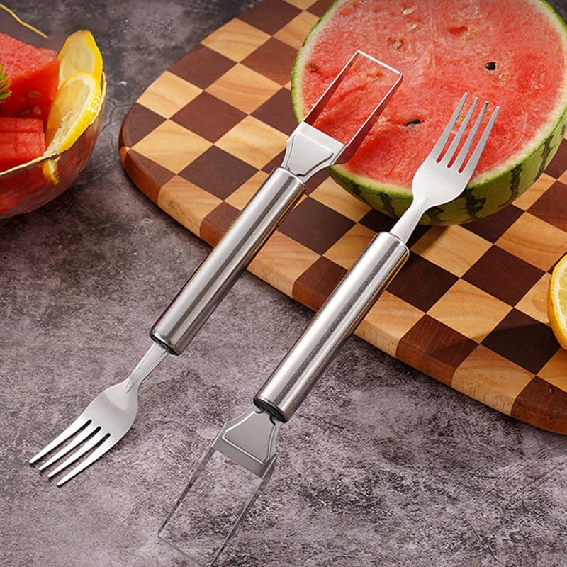 🍉 Buy 1 Get 3 Free -✨2-in-1 Fruit Cutter & Fork – For Quick and Easy Fruit Serving!🍓