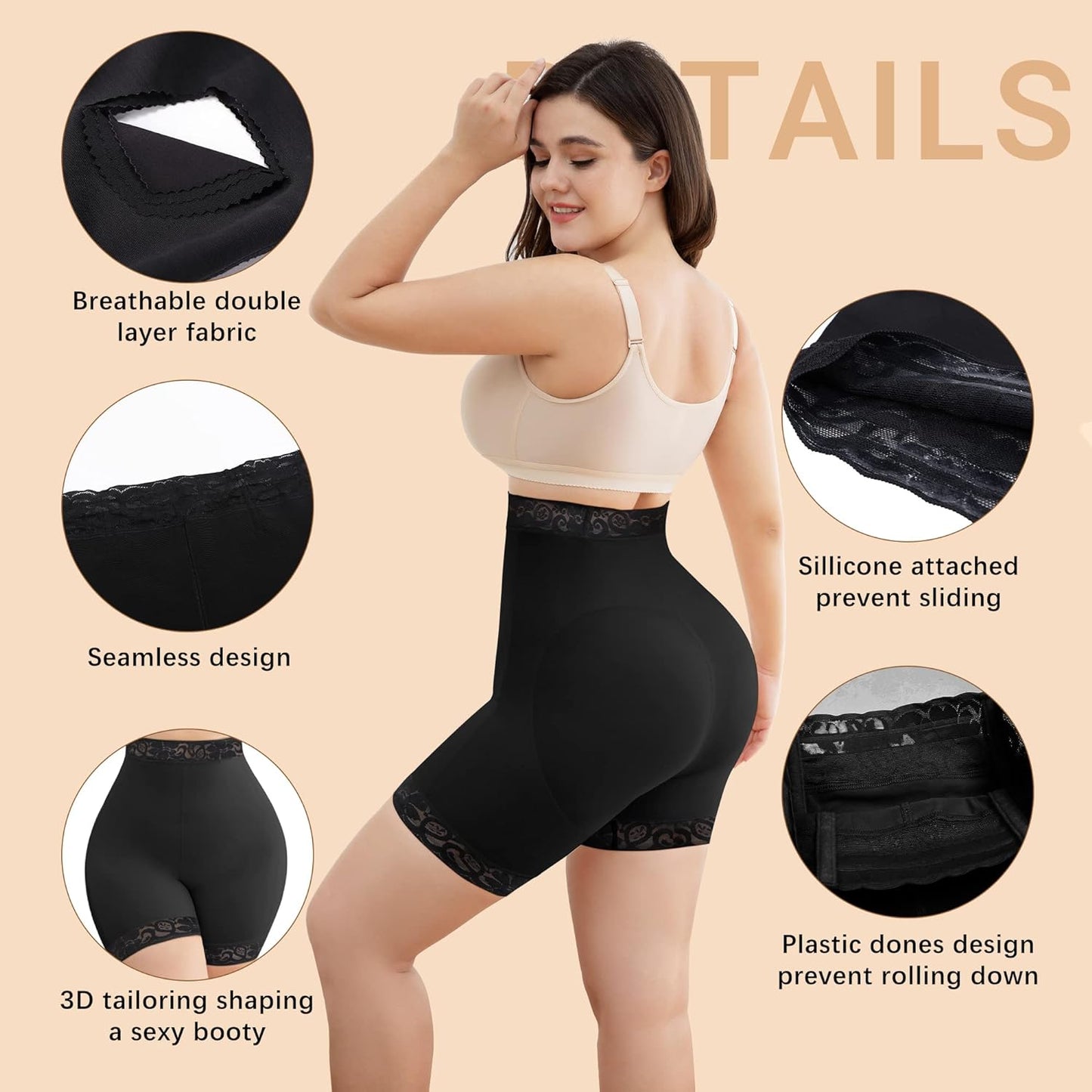 💗Summer Specials💗Lace Steel Boned Butt Enhancer Shorts Shapewear
