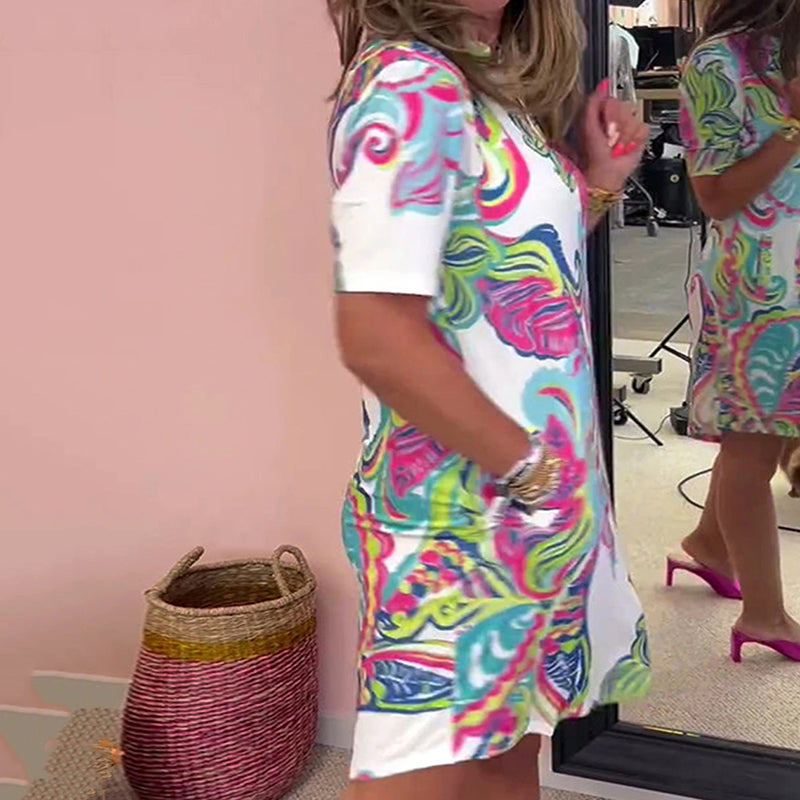 🌷Big price reduction🌸Women Colorful Printed V-Neck Dress💐