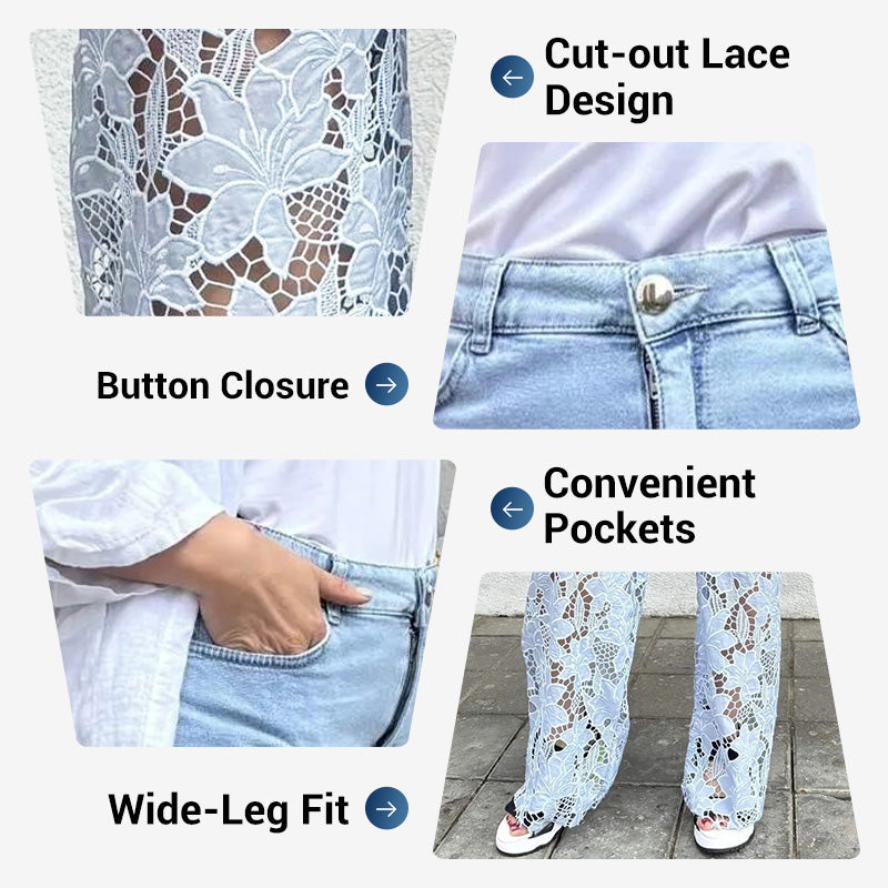 ⏳Time-limited Special⏰Fashion Lace Patchwork Denim Jeans