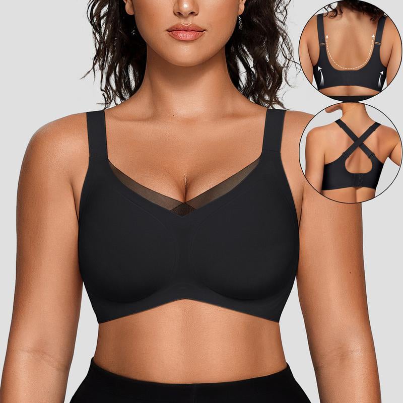 💖LAST DAY SALE 50% OFF💷Women's Wireless V-Neck Crossover Mesh Seamless Push-Up Bra