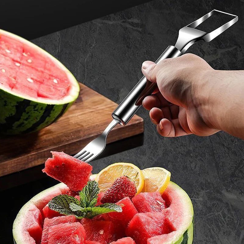 🍉 Buy 1 Get 3 Free -✨2-in-1 Fruit Cutter & Fork – For Quick and Easy Fruit Serving!🍓