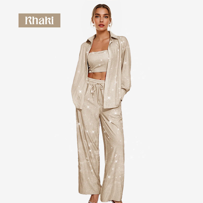 🌟👠Must-Have for Shiny Partiest✨ Dazzling Blazer & Wide-Leg Pants, Stylish and Grand, Perfect for Parties!(The more you buy, the higher the discount)