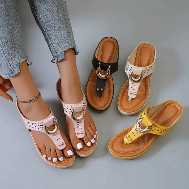 🎉Hot Sale 49% OFF🎉Women's Leather Wedge Slide Sandals(Buy Two Free Shipping)