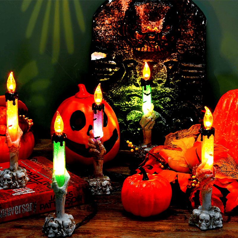 🔥BUY MORE SAVE MORE🥳Each Only £9.99!!!💀Solar Powered Skull Candle Light