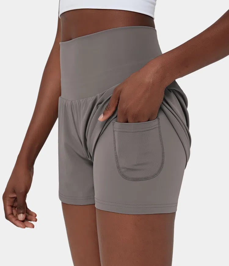 ✨️2025 Hot Sale 60% OFF🥰High Waisted 2-in-1 Yoga Shorts & Side Pockets