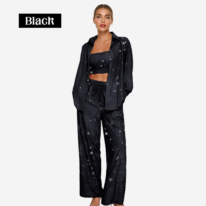 🌟👠Must-Have for Shiny Partiest✨ Dazzling Blazer & Wide-Leg Pants, Stylish and Grand, Perfect for Parties!(The more you buy, the higher the discount)