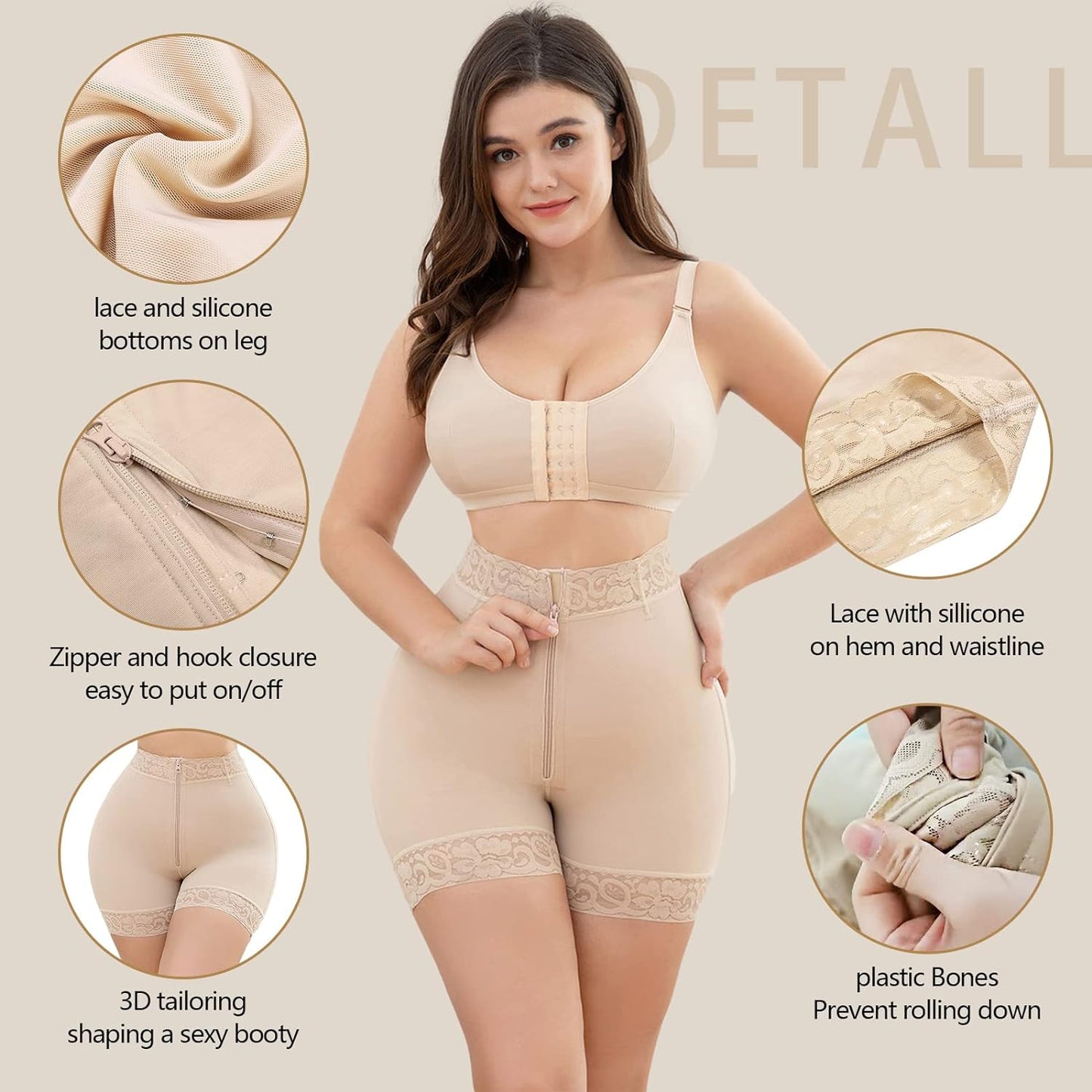 💗Summer Specials💗Lace Steel Boned Butt Enhancer Shorts Shapewear