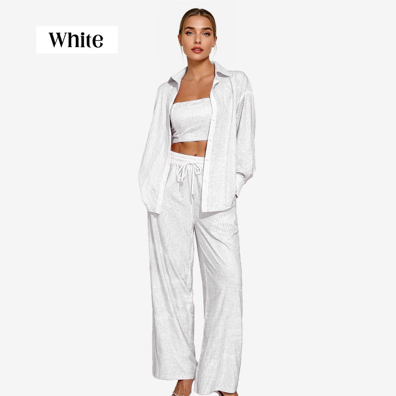 🌟👠Must-Have for Shiny Partiest✨ Dazzling Blazer & Wide-Leg Pants, Stylish and Grand, Perfect for Parties!(The more you buy, the higher the discount)