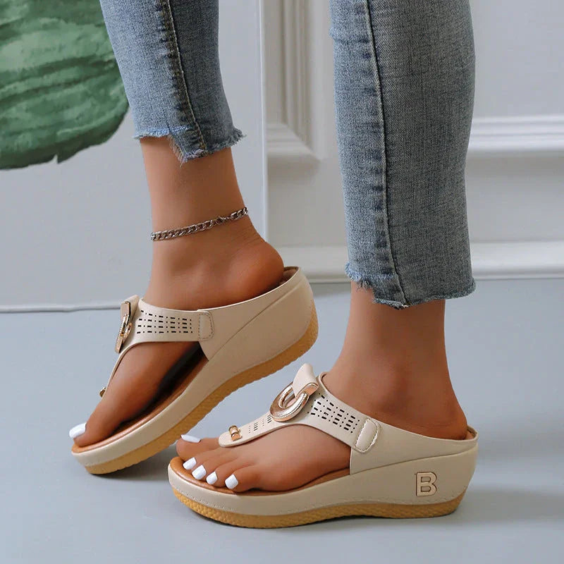 🎉Hot Sale 49% OFF🎉Women's Leather Wedge Slide Sandals(Buy Two Free Shipping)
