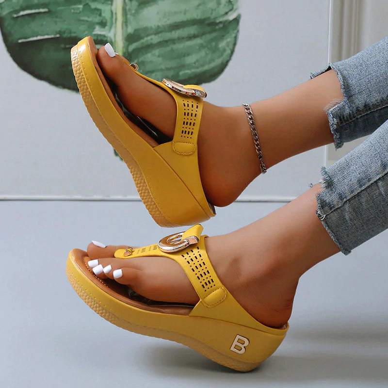 🎉Hot Sale 49% OFF🎉Women's Leather Wedge Slide Sandals(Buy Two Free Shipping)