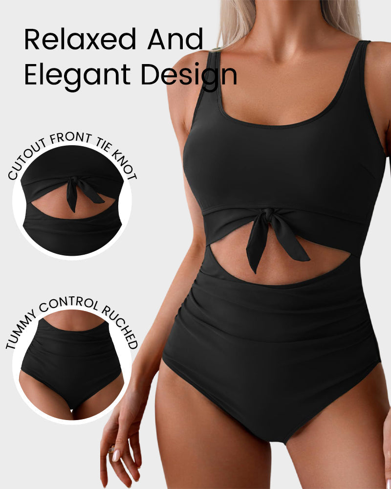 🔥🔥2025 SUMMER 50% OFF🎁Ruched Tie-Knot Tummy Control One-Piece Swimsuit