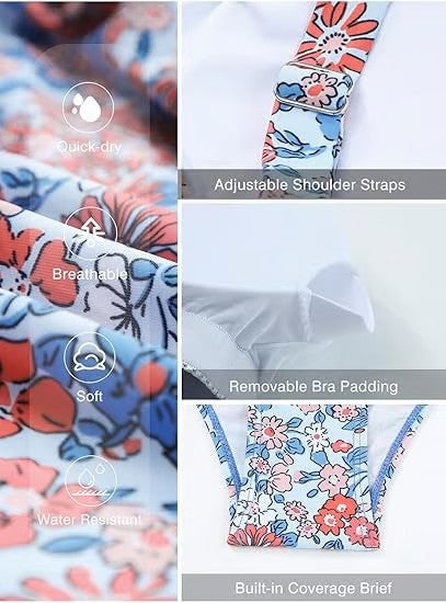 💥Big price reduction!🩱Women Vintage Tummy Control Two Piece Tankini Swimsuits