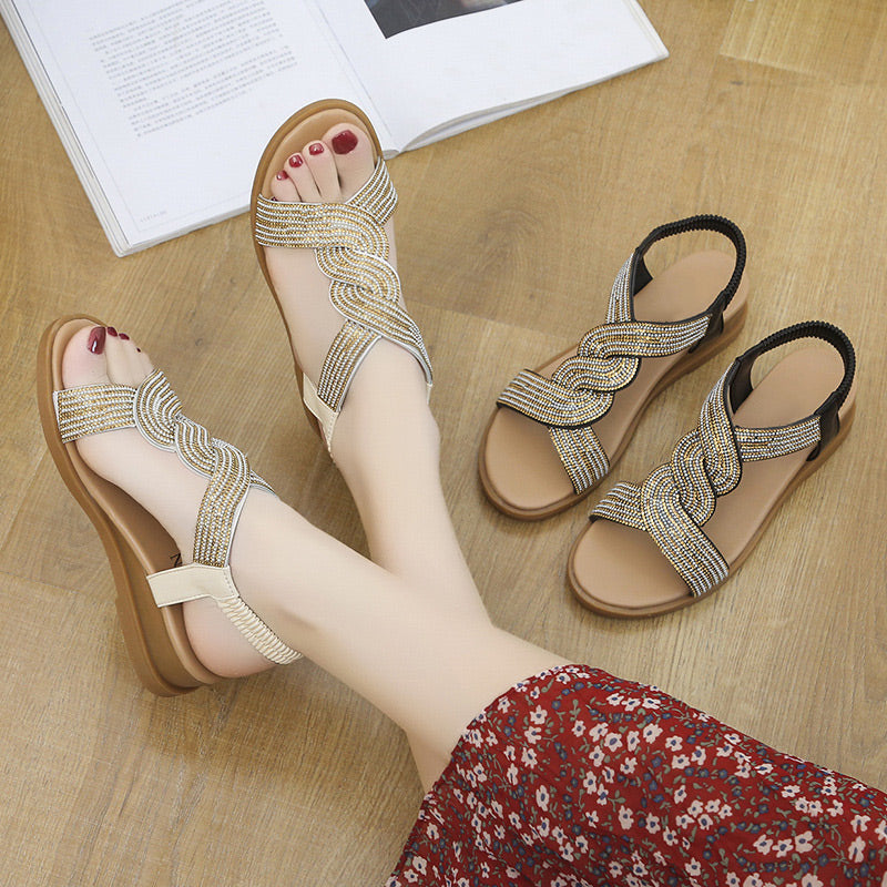 🎁Summer Sale 49% off⏳Anti-skid Soft Sole Rhinestone Wedge Heel Sandals