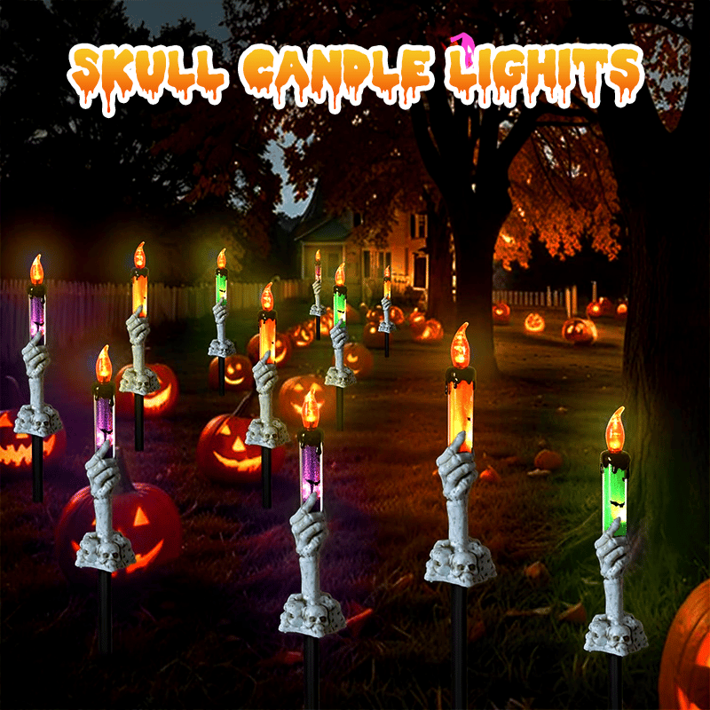 🔥BUY MORE SAVE MORE🥳Each Only £9.99!!!💀Solar Powered Skull Candle Light