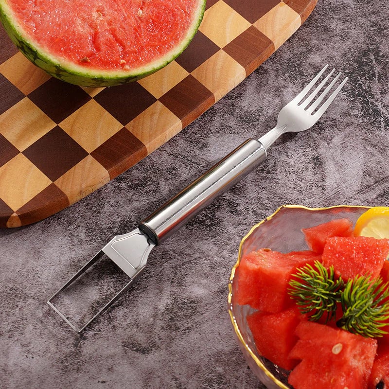 🍉 Buy 1 Get 3 Free -✨2-in-1 Fruit Cutter & Fork – For Quick and Easy Fruit Serving!🍓