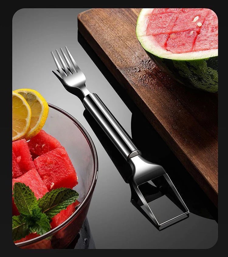 🍉 Buy 1 Get 3 Free -✨2-in-1 Fruit Cutter & Fork – For Quick and Easy Fruit Serving!🍓