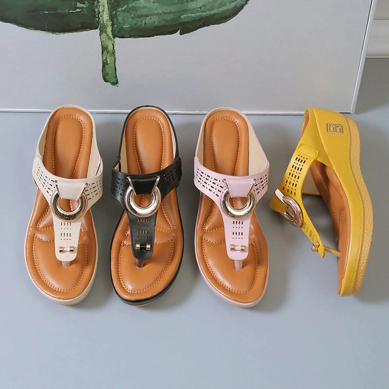 🎉Hot Sale 49% OFF🎉Women's Leather Wedge Slide Sandals(Buy Two Free Shipping)