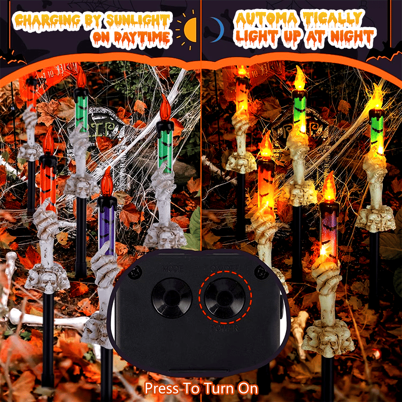 🔥BUY MORE SAVE MORE🥳Each Only £9.99!!!💀Solar Powered Skull Candle Light