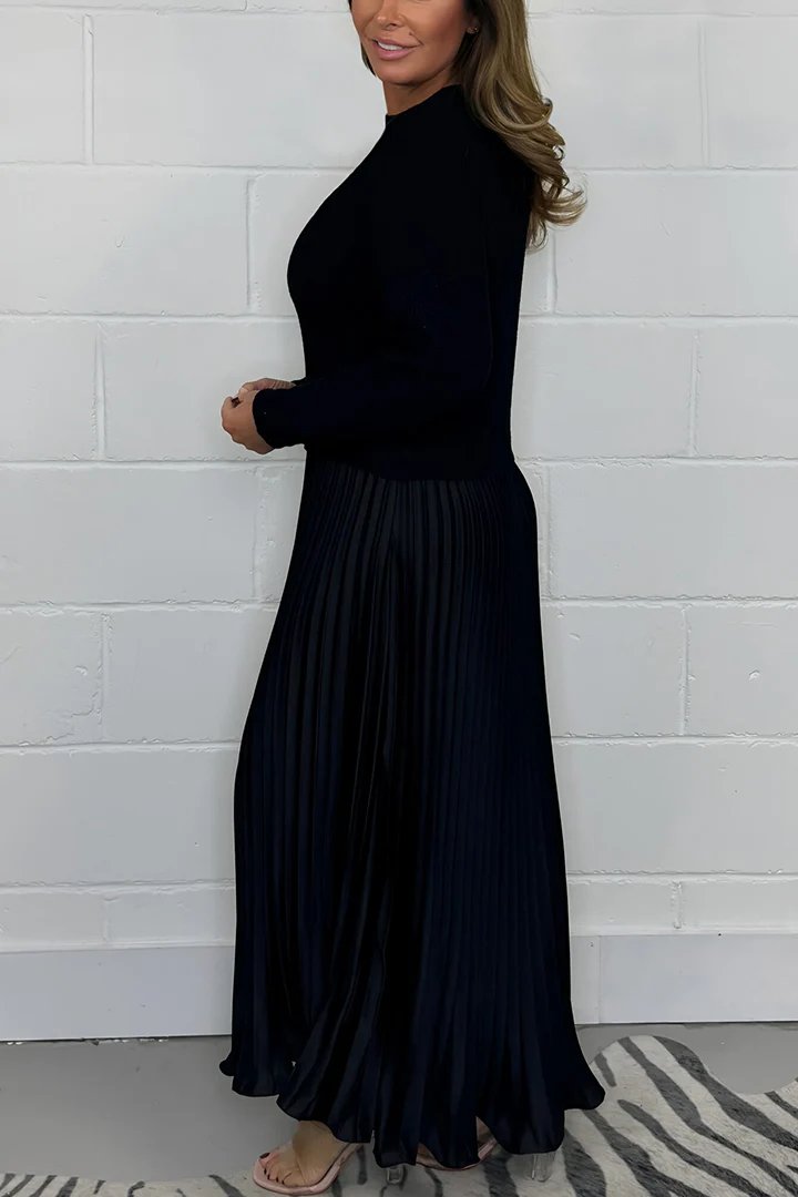 💕Limited Time 50% Off💕Women's solid color Long Sleeve Jumper & Pleated Bottom Dress