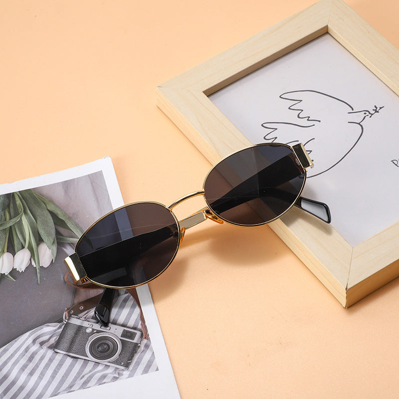 Vintage Oval Frame Sunglasses With Case(50% OFF)