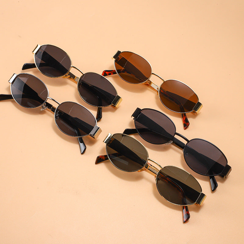 Vintage Oval Frame Sunglasses With Case(50% OFF)