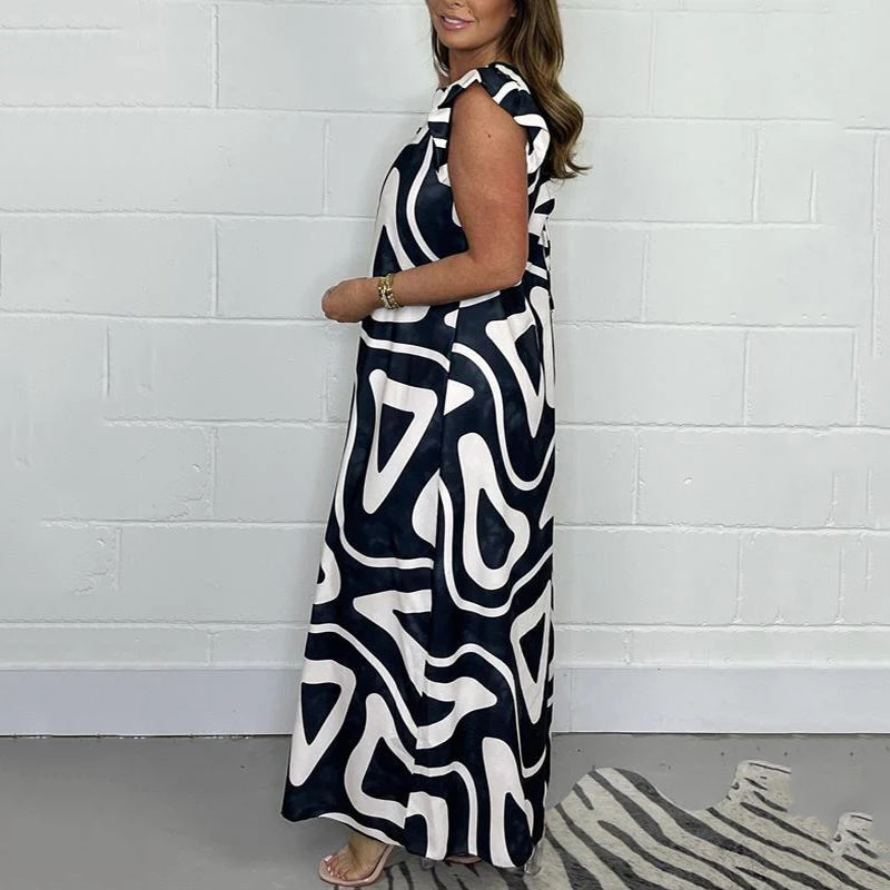💕LAST DAY SALE 49% OFF💕Women's Summer Ruffled Wide-Leg Jumpsuit With Geometric Prints