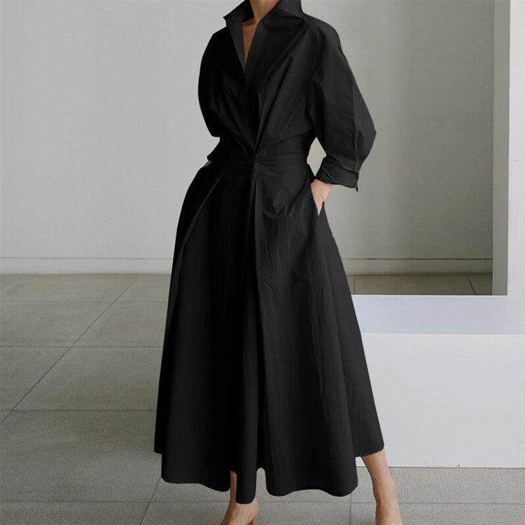 🔥Hot Sale 50% OFF💃Women's Pure Cotton Shirt Collar Dress