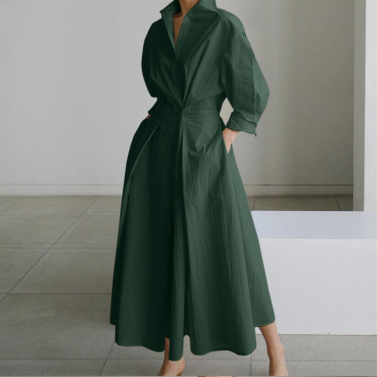 🔥Hot Sale 50% OFF💃Women's Pure Cotton Shirt Collar Dress