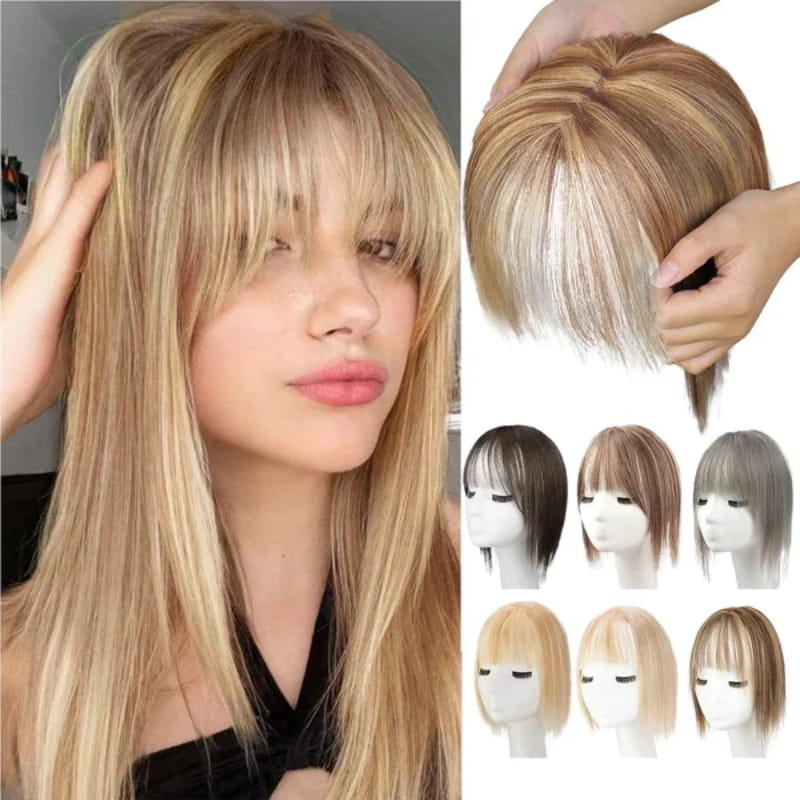 🔥Big price reduction🔥Natural Hair Toppers with Bangs for Women🛒