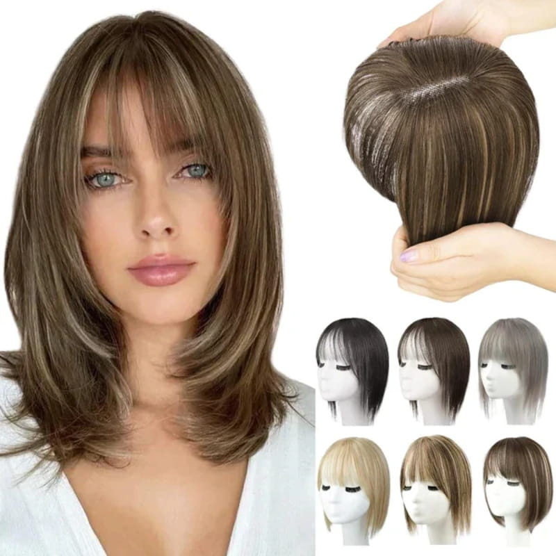 🔥Big price reduction🔥Natural Hair Toppers with Bangs for Women🛒