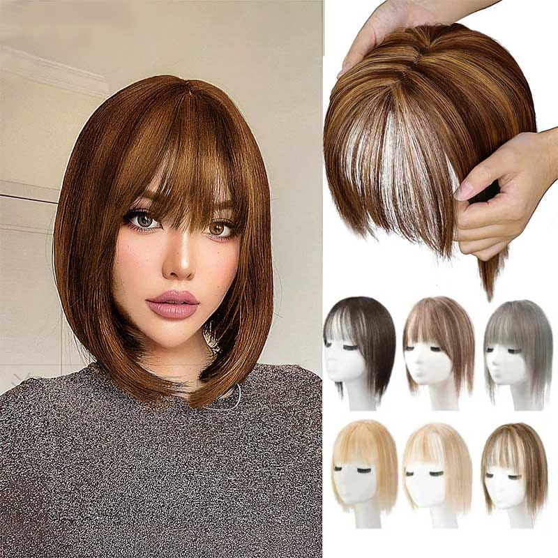 🔥Big price reduction🔥Natural Hair Toppers with Bangs for Women🛒