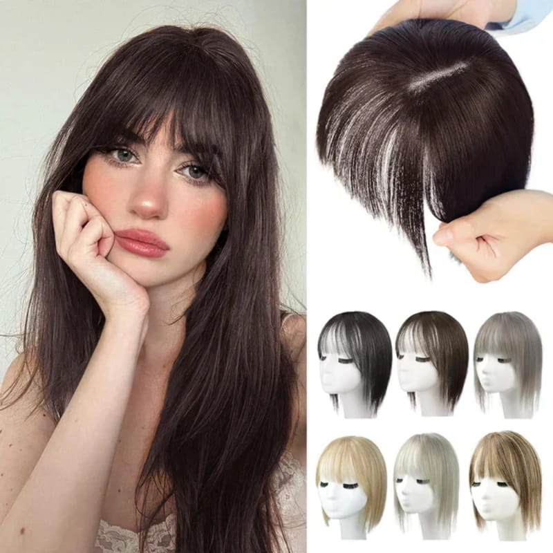 🔥Big price reduction🔥Natural Hair Toppers with Bangs for Women🛒