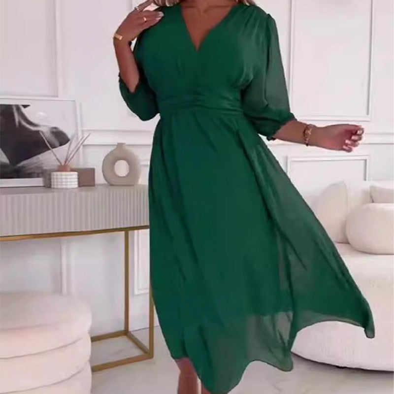 💖Limited Time Sale 49% OFF💖Women's V-neck Lightweight Chiffon Dresses