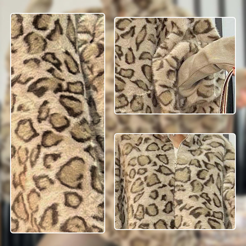 🎅Xmas Sales - 60% OFF🎄Women's Leopard Print Faux Fur Jacket