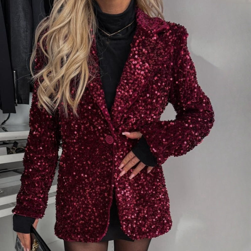 🔥2025 HOT SALE 50%OFF🔥 Women’s Sparkly Sequin Button Long-Sleeve Jackets