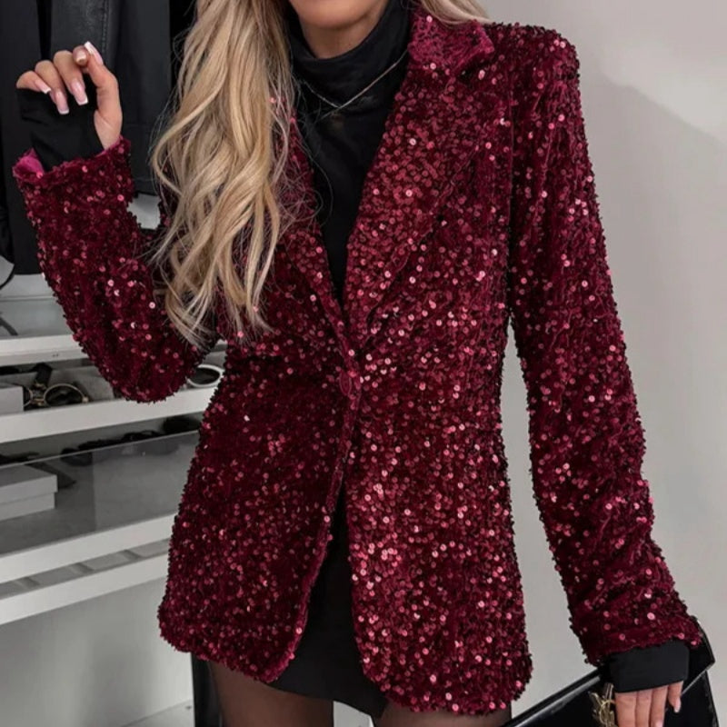 🔥2025 HOT SALE 50%OFF🔥 Women’s Sparkly Sequin Button Long-Sleeve Jackets