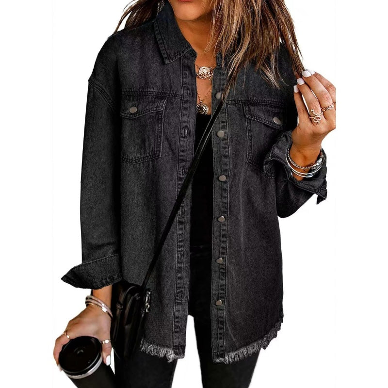 What should I wear tomorrow?💕Women's Raw Edge Ripped Denim Jacket